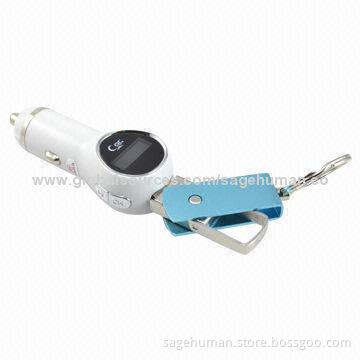 Smart Car Charger with FM Transmitter Function, Supports USB and Aux-in Function, Optional Colors